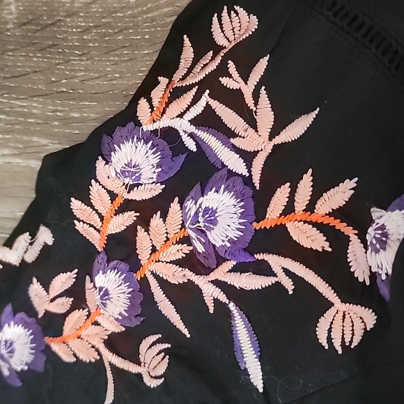 Free People Pavlo Embroidered Boho Babydoll Dress XS Black - Picture 10 of 11